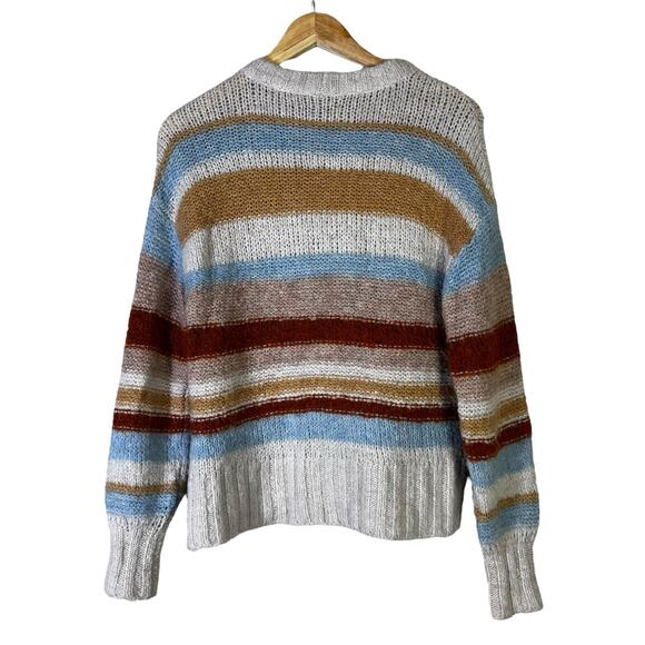 American Eagle Striped Sweater Womens S Multicolor Knit Pullover Cozy Retro Fall - Picture 4 of 6